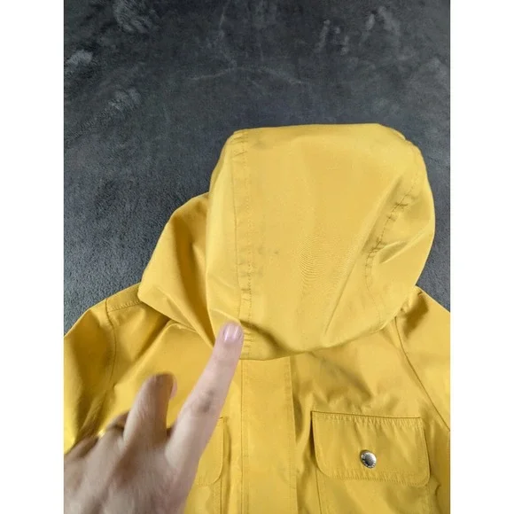 Lands' End Women's Yellow Hooded Rain Jacket Parka Size 10-12 Waterproof Shell - Picture 8 of 12